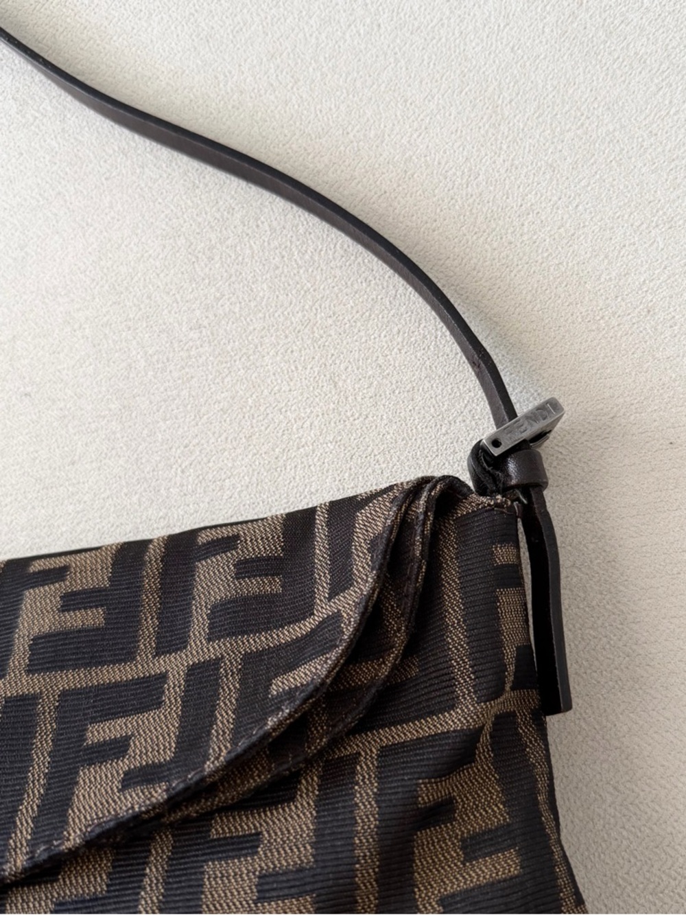 Fendi Brown Zucca Canvas Double Flap Shoulder Bag - Picture 7 of 9